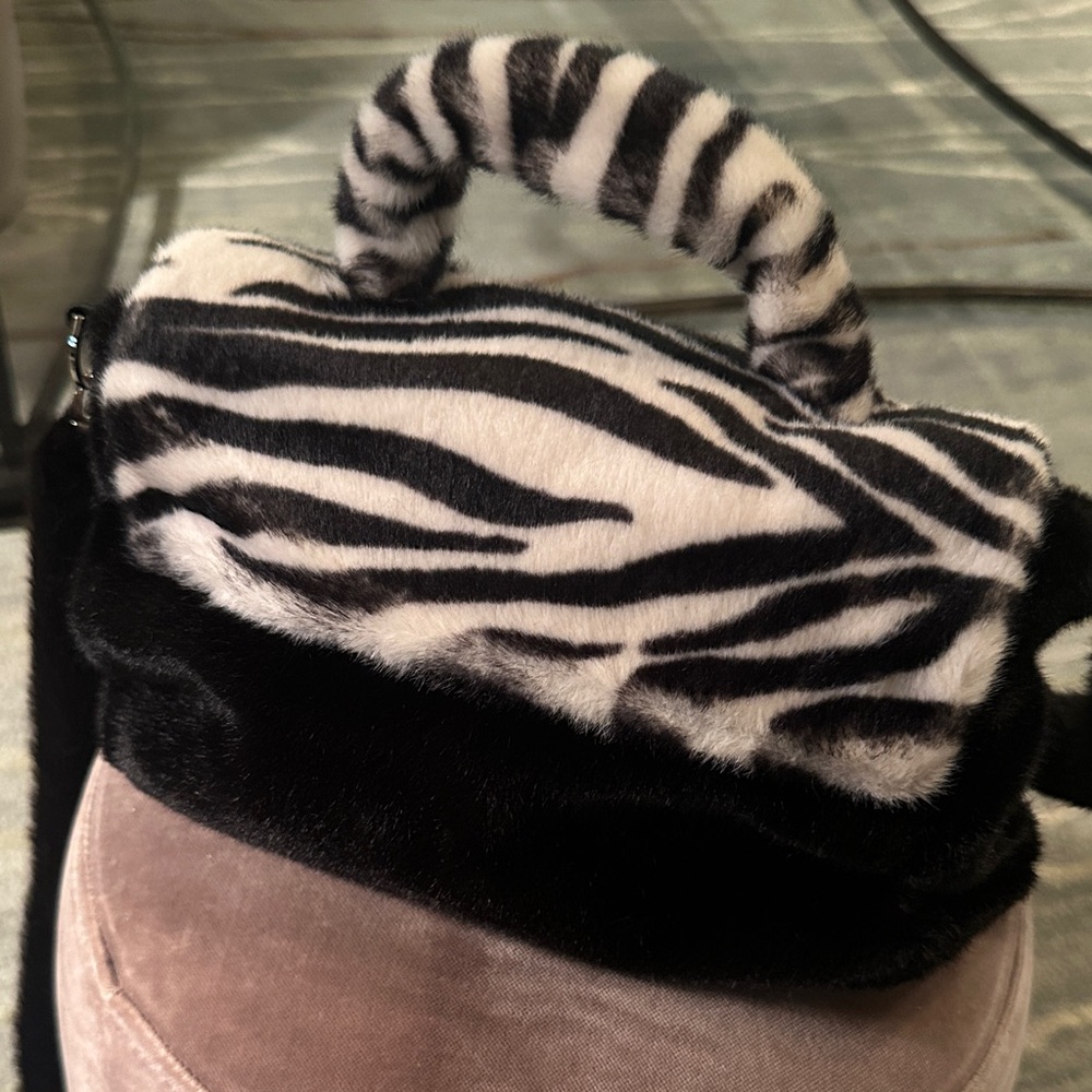 Chic Zebra Print Faux Fur Purse